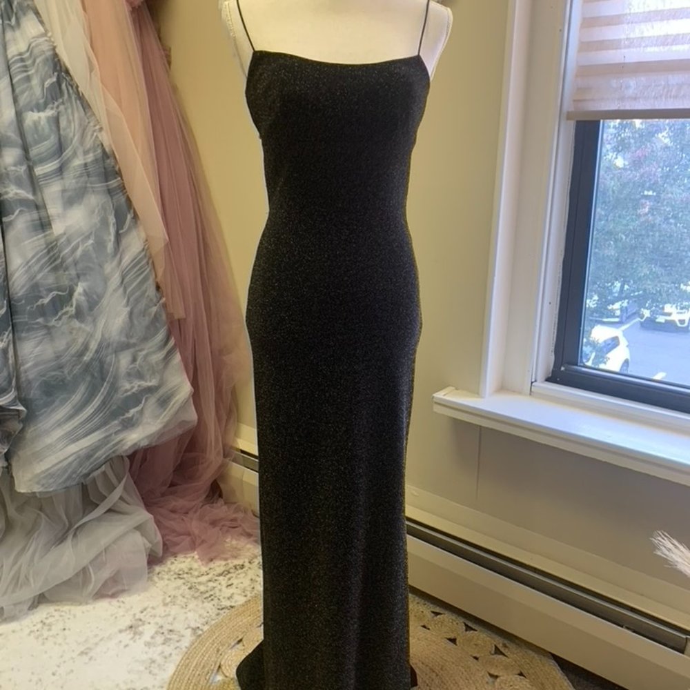 Black dress gold sparkle